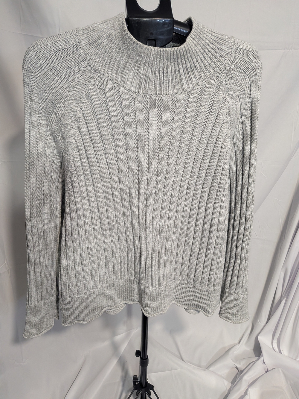 Falls Creek Light Gray Ribbed Mockneck Sweater Top